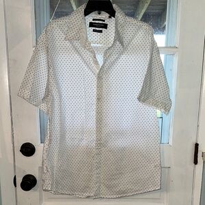 Kenneth Cole New York Men's White Shirt with Black Dots